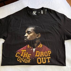 Black Graphic Tee with College Dropout Design